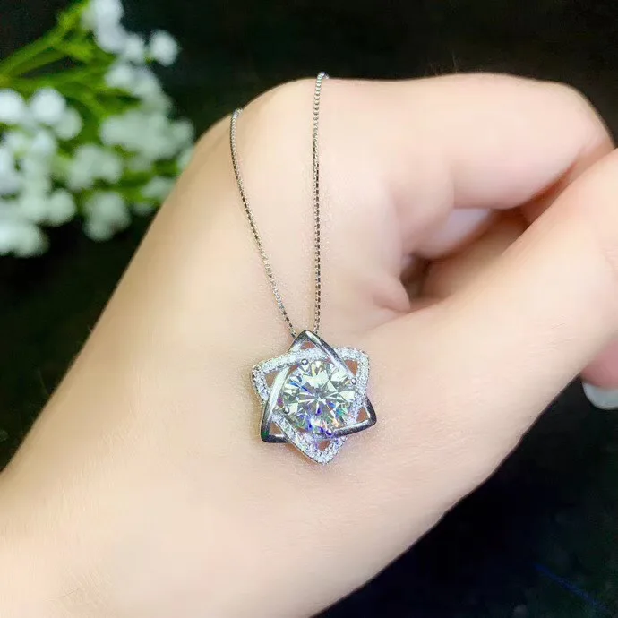 2ct moissanite Супер популярные стили, ожерелья, Дамская вечеринка. 925 чистого серебра