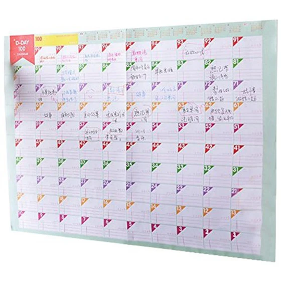 3 листа план бумага 100 дней обратный отсчет расписание настенные календари ежедневный Еженедельный месяц планировщик цели органайзер для работы/учебы/