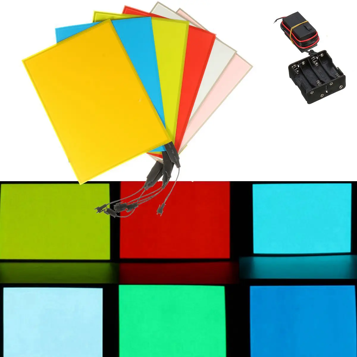 

12V A5 EL Neon Electroluminescent Panel Sheet Cuttable Lights Neon Film Photo Sheet Paper
