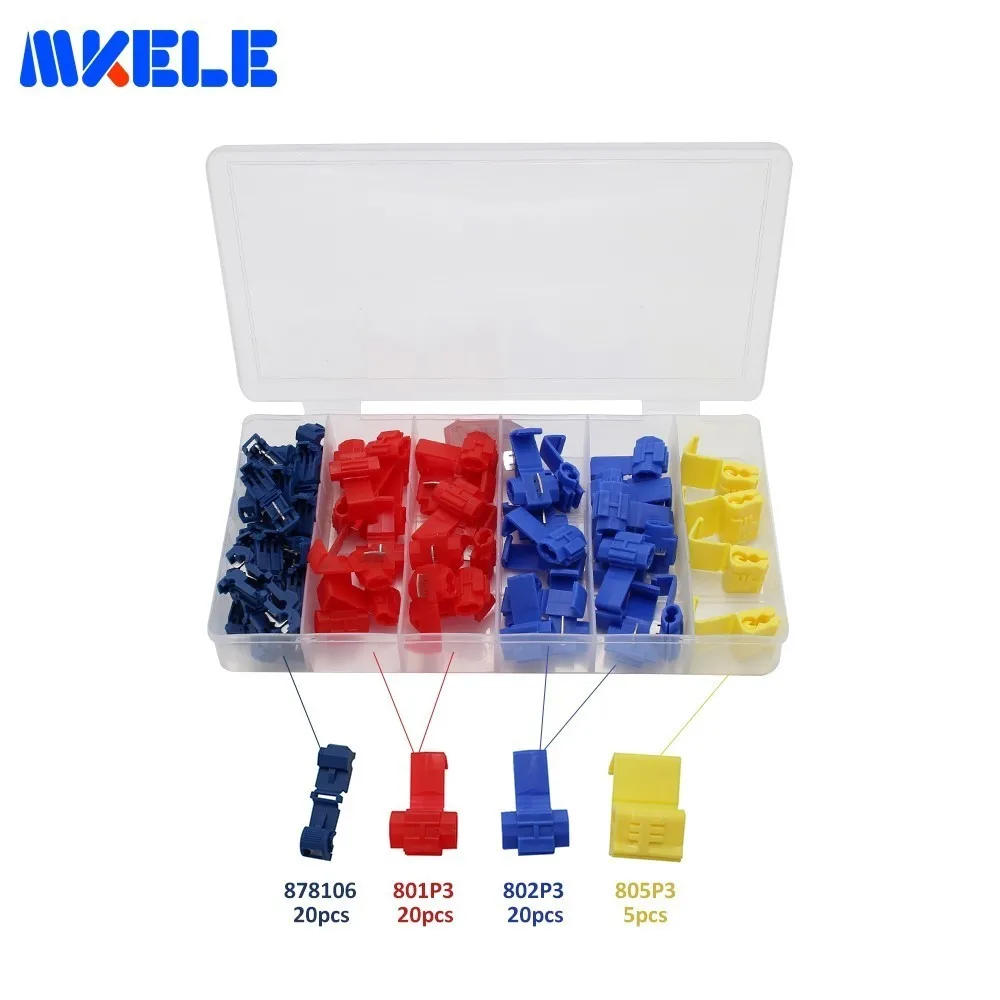 

Free Shipping 65pcs/Box Assorted Insulated Electrical Wire Quick Splice Crimp Terminal Spade Connectors GP-H007 Makerele