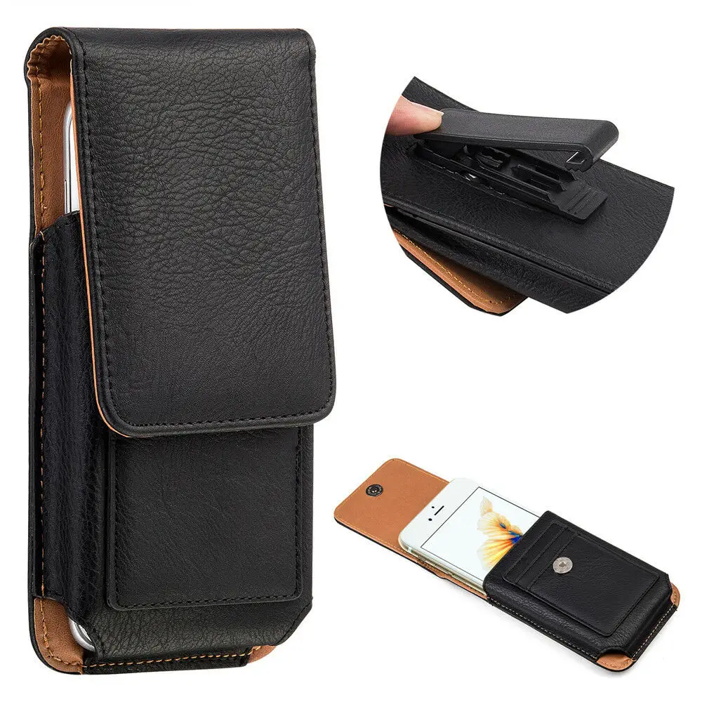 Luxmo Belt Clip Holster Leather Phone Pouch Case 5.5inch Universal
