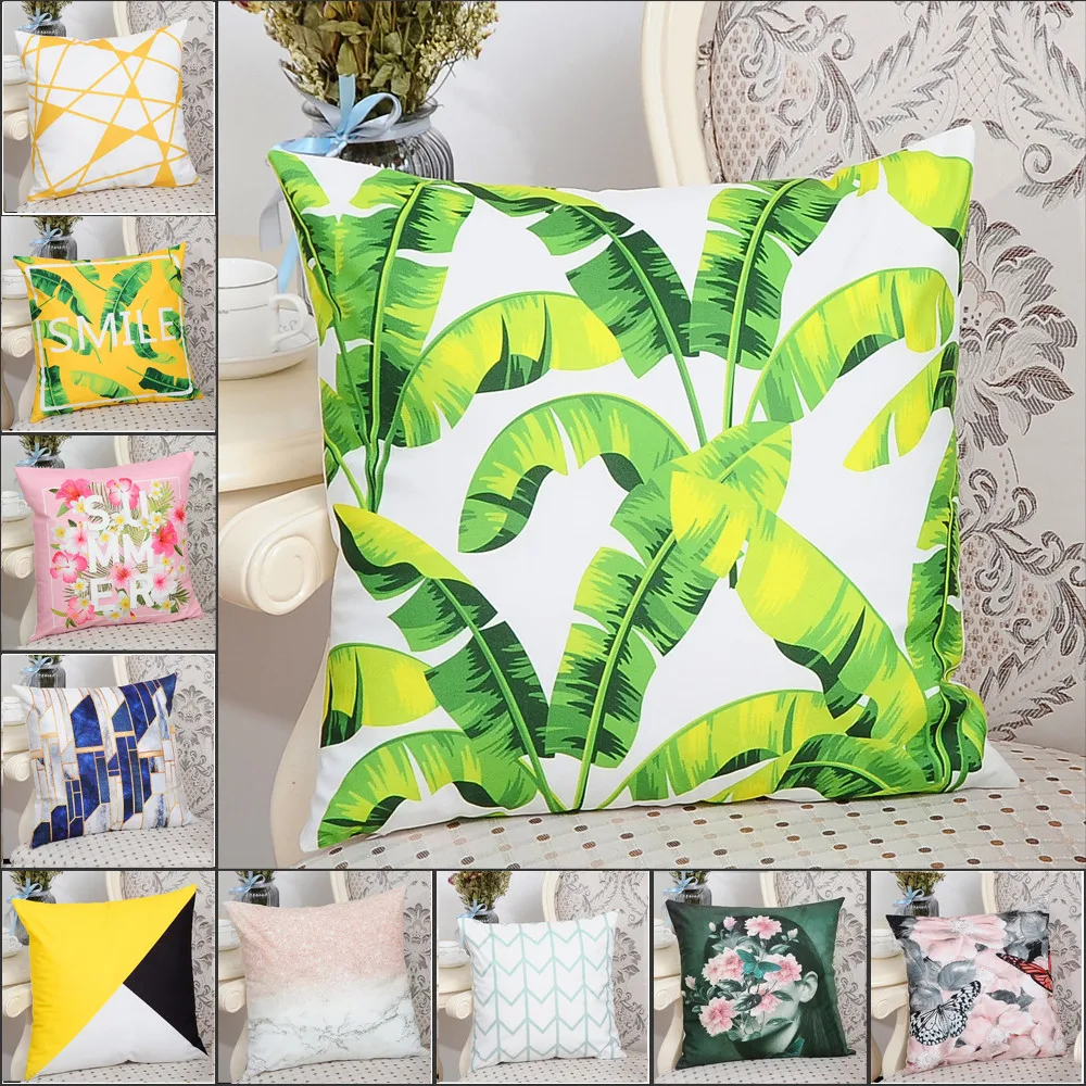 

ISHOWTIENDA Cotton Flannel Square Home Decorative Throw Pillow Case Sofa Waist Cushion Cover