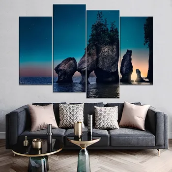 

Unique Hopewell Rocks Painting 4 Panel Modular Style Painting Framework Or Frameless Modern Print Type Home Decorative Wall Art