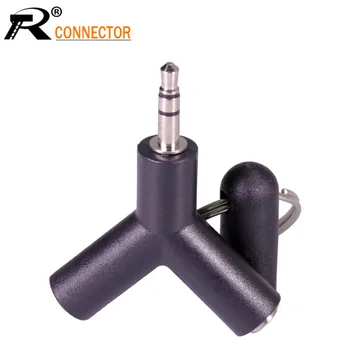 

4PCS Y type Jack Jack 3.5 3 pole Double female to 3.5mm Stereo male plug earphone adapter with dust cap&metal keychain