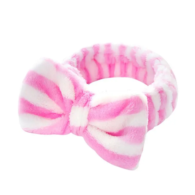 Women Girl Big Bowknot Dots Towel Hair Band Wrap Headband for Bath Spa Make Up H