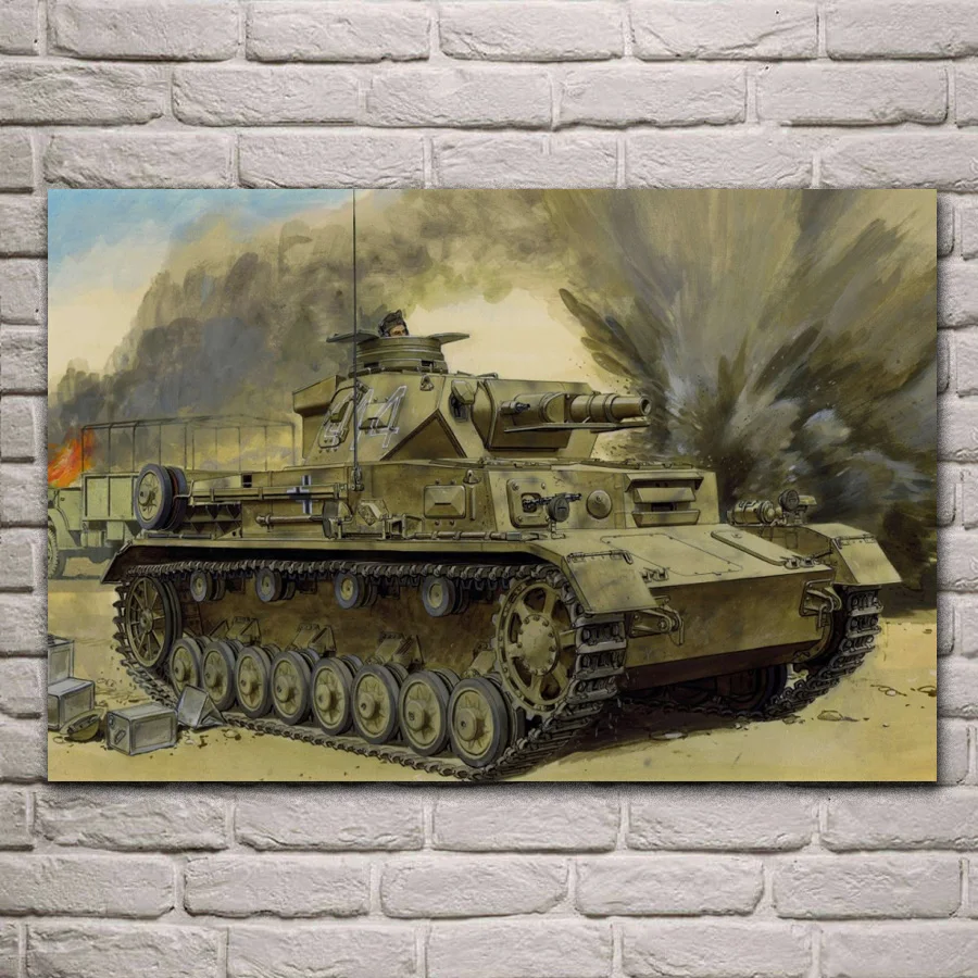 WW2 North Afra Pz.Kpfw. IV Ausf. D DAK Германия tank fabric настенные постеры Картина home art гостиная