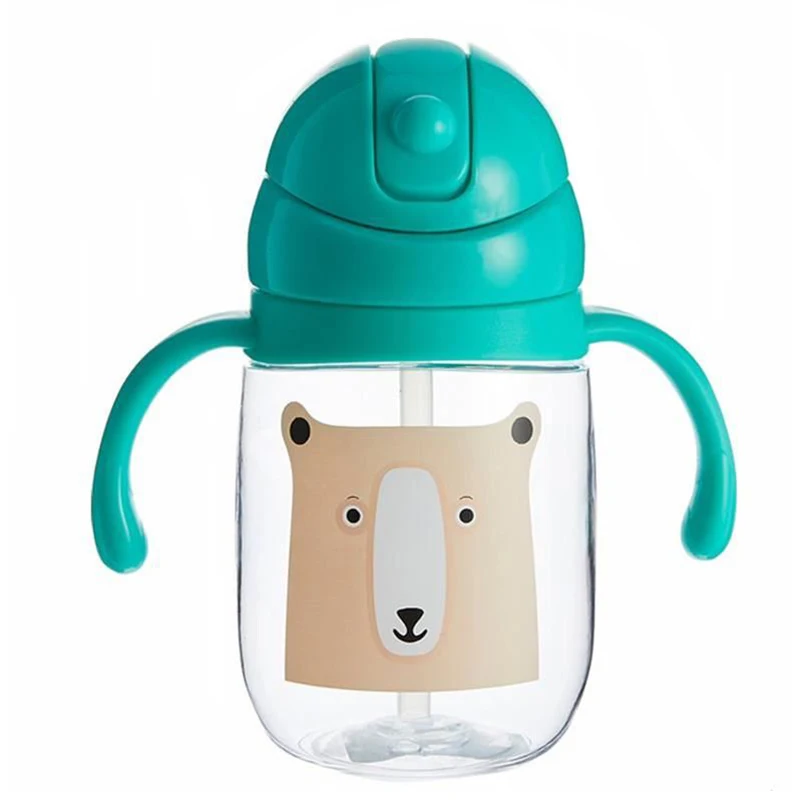 

Baby 260ml Learning Drinking Cup Infant Cartoon Feeding Safe Sippy Cups Newborn Double Handles Straws Water Bottles MY0030