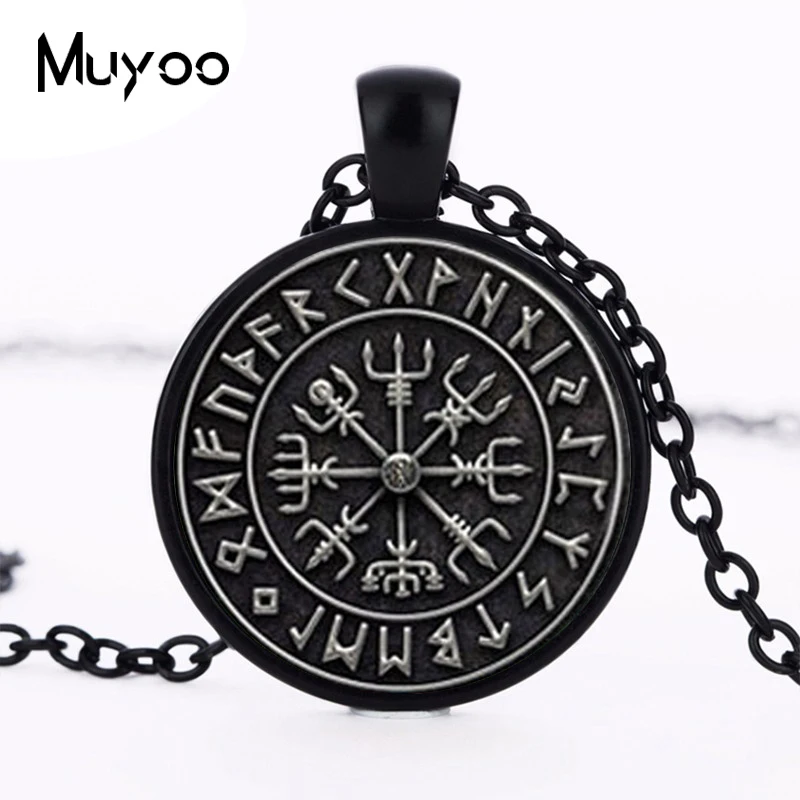

1pcs Vegvisir Viking Compass pendant jewelry Glass Cabochon Necklace HZ1