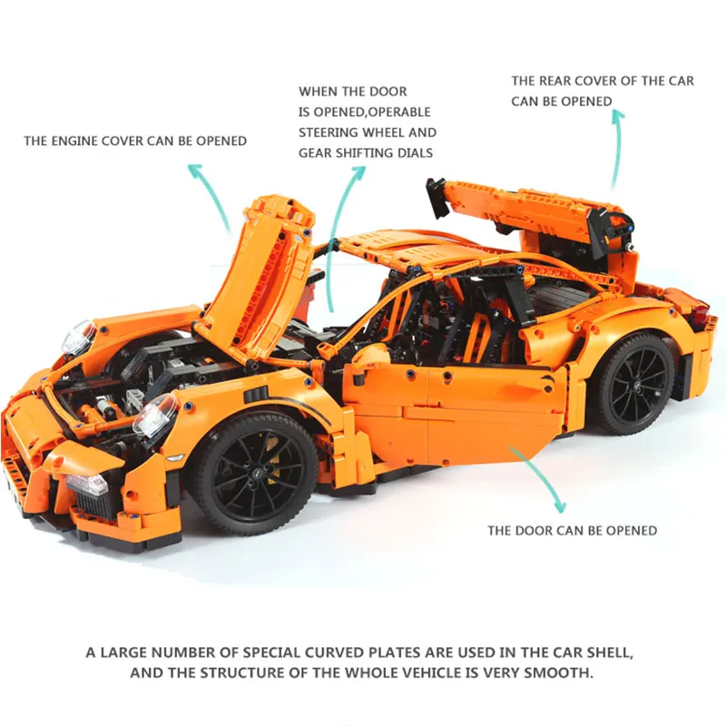 Lepin 20001 technic series Race Car Building Blocks Bricks Classic GT RS Compatible with legoing 42056 Educational Toys 