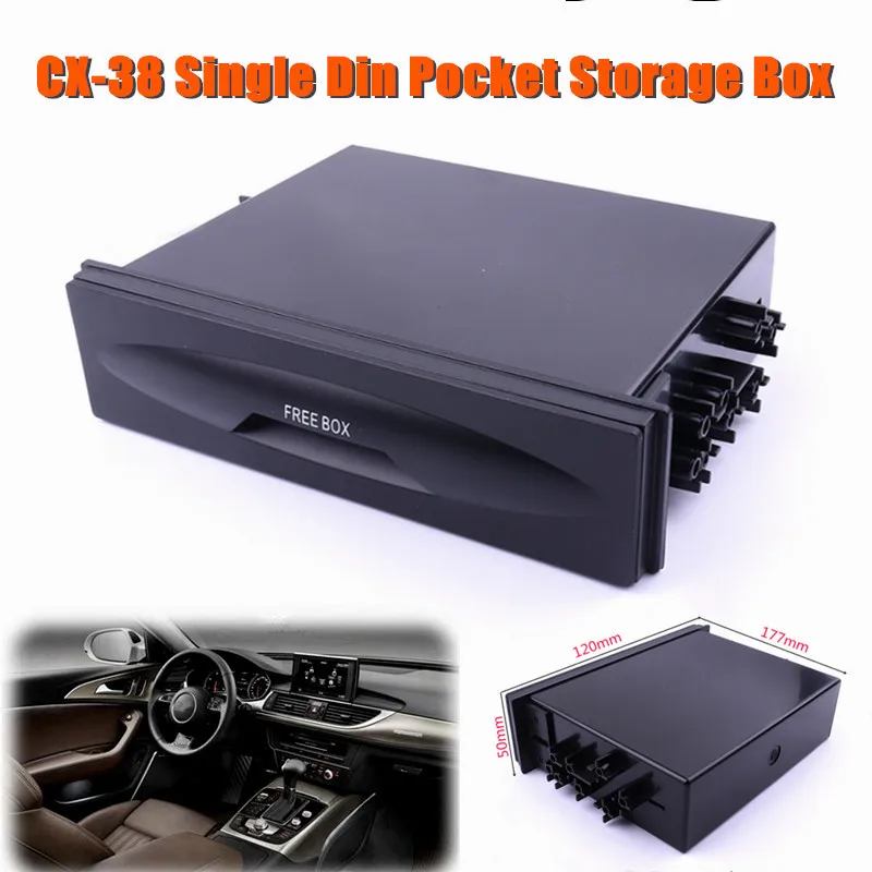 

1pc CX-38 Black Single Din Auto Universal Car Dash Trim Radio Pocket Kit Drink Cup Holder Storage Box