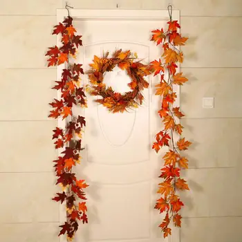 

Door Swag Artificial Maple Leaves Simulation Decorative Silk Maple Leaves Fake Fall Leaves For Home Wedding Party Decor Mixed