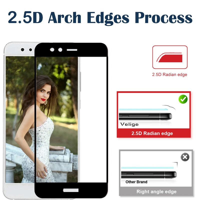 Защитная пленка из закаленного стекла для Huawei p10 Lite Полное покрытие p10 plus стекло экрана протектор Закаленное Защитное стекло для p 10 с уровнем твердости 9 H пленка 2.5D защиты