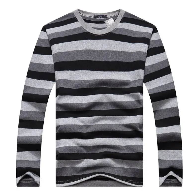 Cotton T-shirts Men Long Sleeve Mens TShirt Spring Autumn Brand Striped Male T shrits Dress Global Shopping Festival Drop-Ship 08