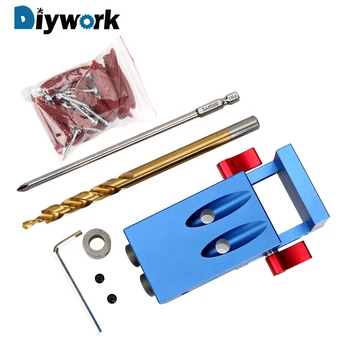 

DIYWORK Pocket Hole Jig Kit System Drill Bit Accessories Furniture Punching Puncher Oblique Hole Locator Wood Work Tool Set