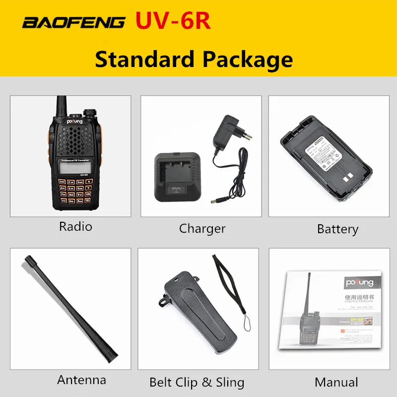 Baofeng UV-6R рация 5 Вт Радио УВЧ УКВ двухдиапазонный УФ 6R CB радио обновление UV-5R Baofeng рация HF трансивер для охоты