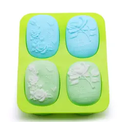 3D 4 отверстия розы бабочки формы силиконовые мыло формы DIY ручной работы Sugarcraft Фондант формы форма для самодельное мыло решений