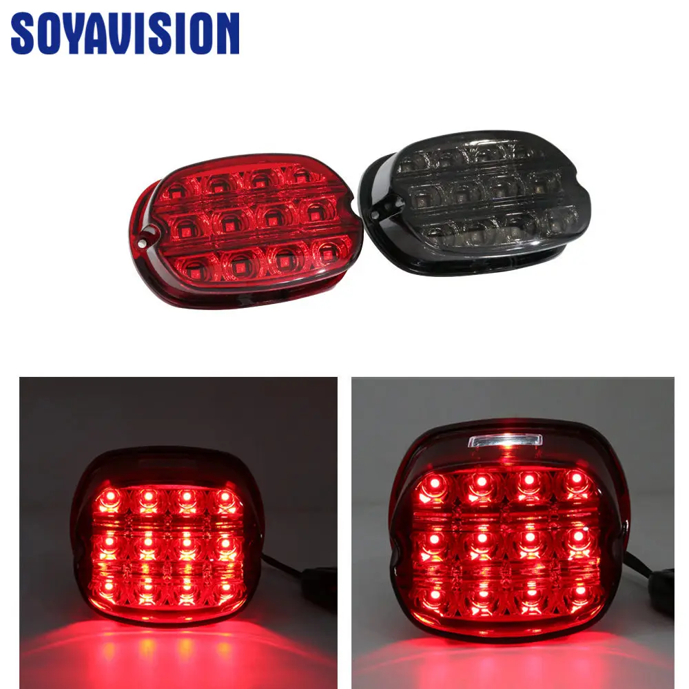 

Black Red Laydown LED Replacement Tail Light For Harley Dyna Softail Sportster XL1200C XL883 Touring License Plate Tail Lights