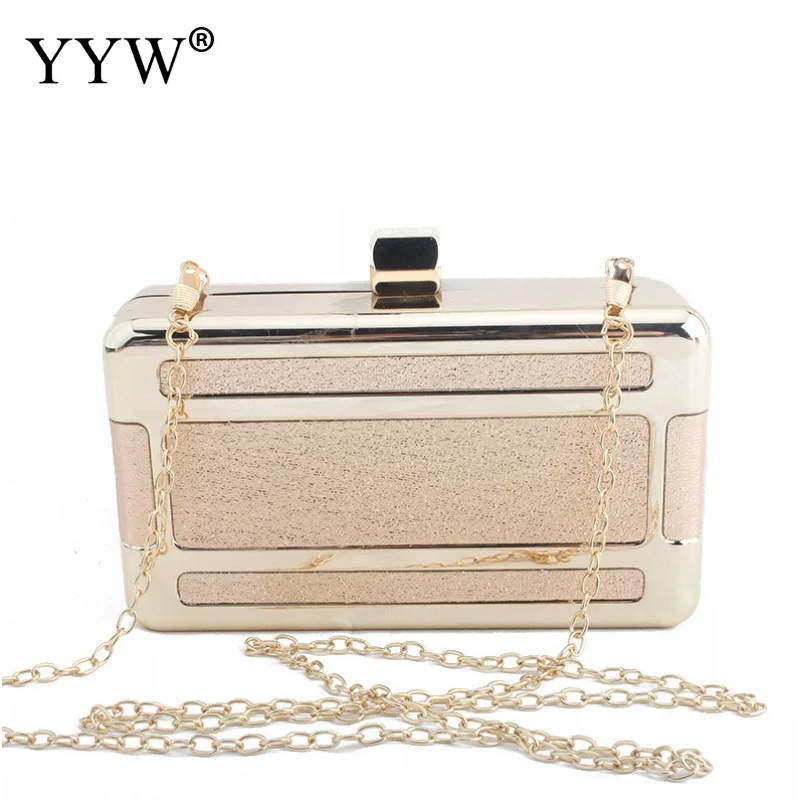 

Gold Acrylic Box Geometry Clutch Evening Bag Elegent Chain Women Handbag For Party Shoulder Bag Champagne Wedding Dating Party