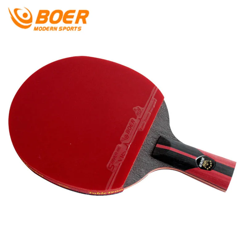 Высококачественная углеродная ракетка для настольного тенниса с резиновой ракетой для пинг-понга с короткой ручкой для настольного тенниса с длинной ручкой - Цвет: shorthand