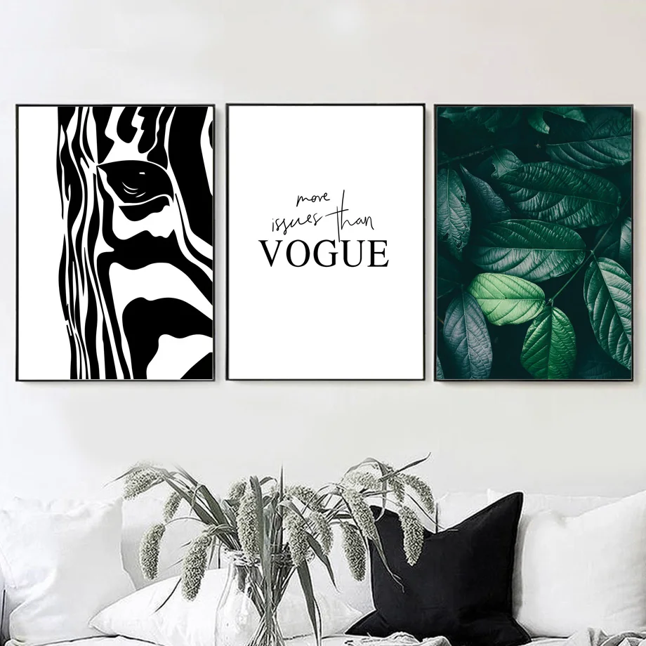 

Zebra Natural Green Leafs Landscape Wall Art Canvas Painting Nordic Posters And Prints Wall Pictures For Living Room Wall Decor