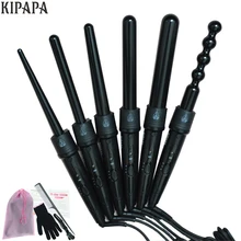 Hair Ceramic Magic Curling Iron Hot Electric Gourd Clipless Curling Wand Interchangeable 6 Parts 9MM 18MM