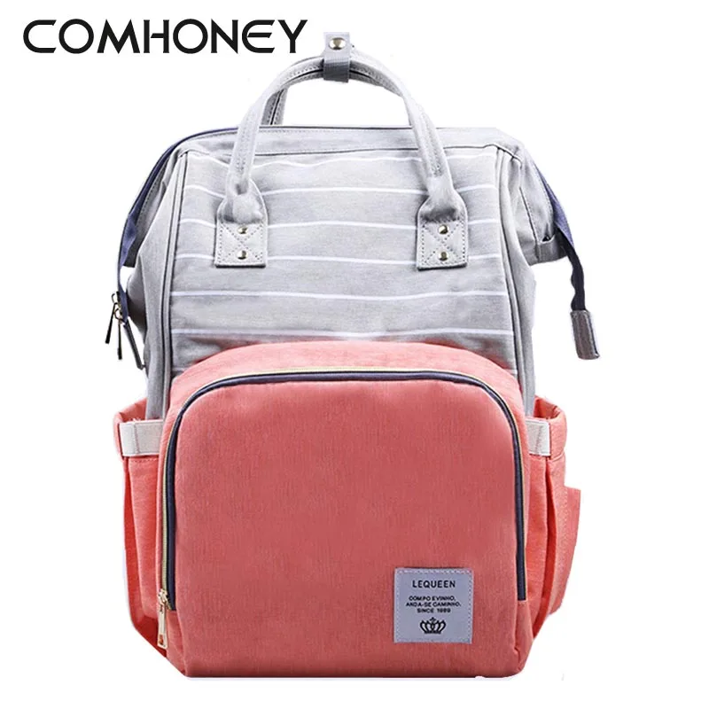 

Baby Stroller Bag Anti Theft Striped Mummy Backpack Patchwork Baby Diaper Nappy Bags Mother Maternity Changing Bag For Baby Care