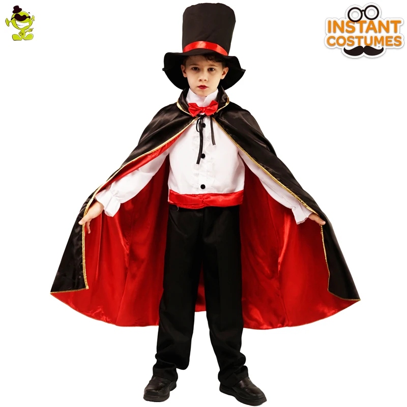 

Halloween Kids Vampire Prince Costumes Horror Bloody Fancy Suit Uniform with Cape Party Boy Clothing Set