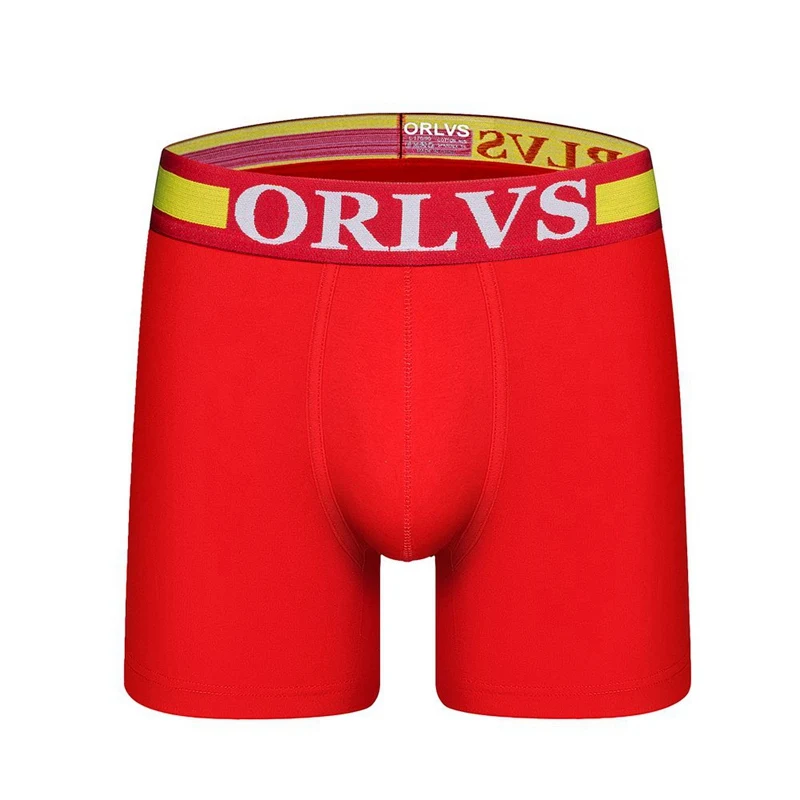 ORLVS фирменные трусы для мужчин, мягкие хлопковые боксеры, мужское нижнее белье для геев, сексуальное, размера плюс, удобное Мужское нижнее белье, мужские трусы - Цвет: Красный