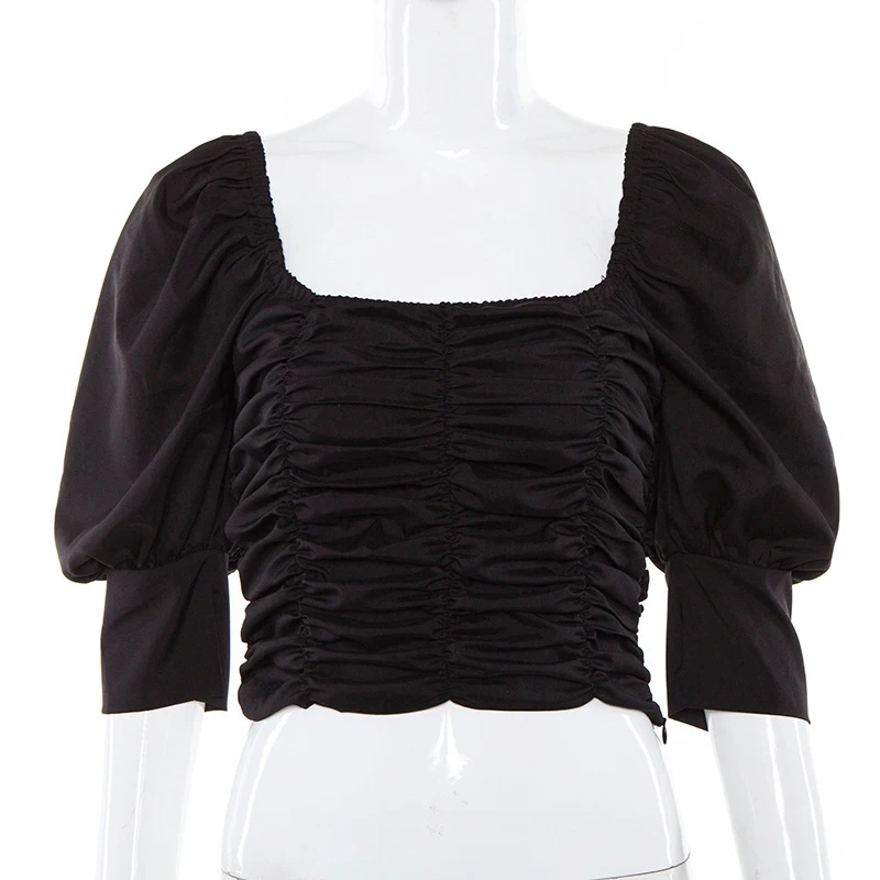 Forefair Vintage Elegant Puff Sleeve Blouse Women  (15)