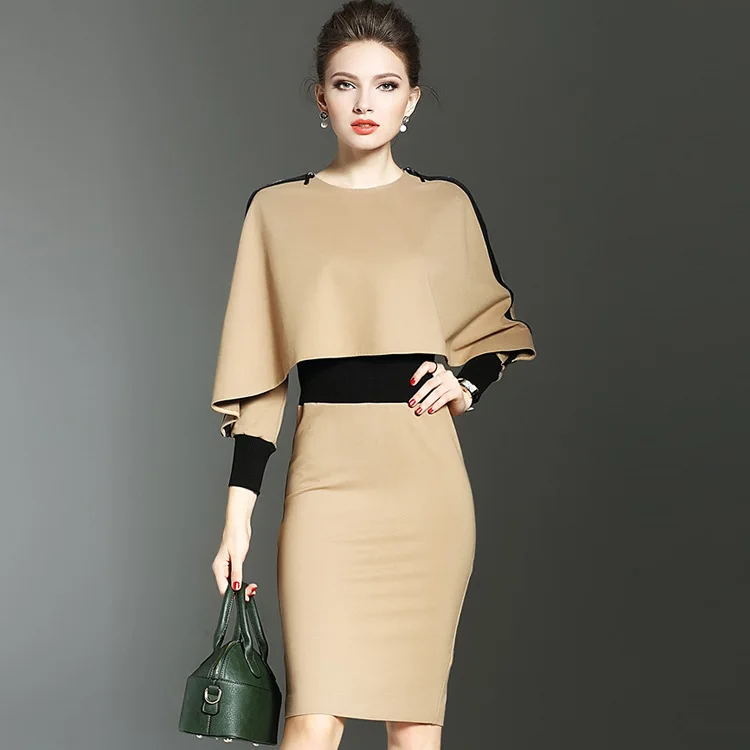 2017 New Europe Fashion Women Office Dress Autumn Winter Slim Dress