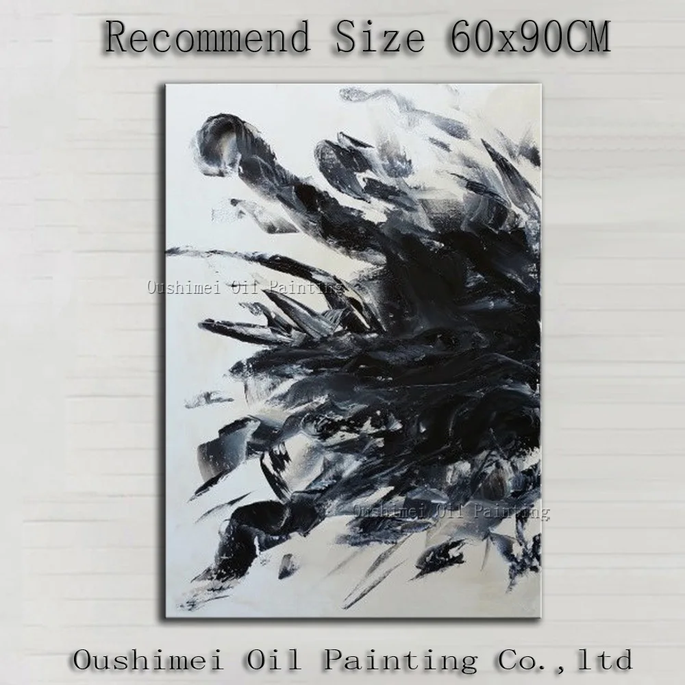 

Hand-painted Modern Abstract Black And White Oil Painting On Canvas Handmade Modern Oil Painting For Wall Decoration Artwork