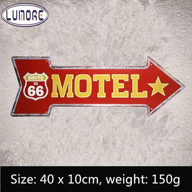 tin signs route 66 motel vintage arrow sign retro gift craft