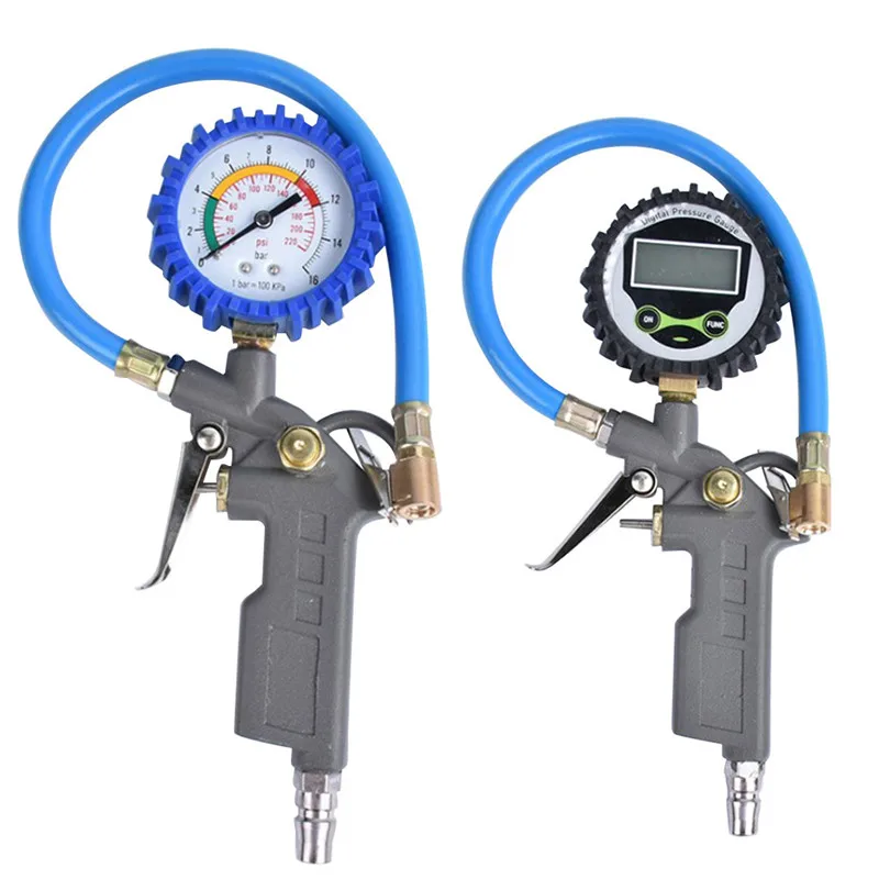 

Auto Air Inflator Gun 220 PSI Flexible Car Motorcycle Lock On Air Pump Dial Pistol Hose Pressure Guage Tire Inflator
