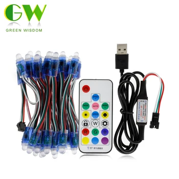 

DC5V WS2811 Full Color LED Pixel Module RGB String Light USB 9Key Music Controller Set Holiday Lighting 50Pixels/Piece