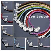 20 шт 3 мм Mixd плетеные кожаные браслеты подходят европейские бусины-шармы HOTFree