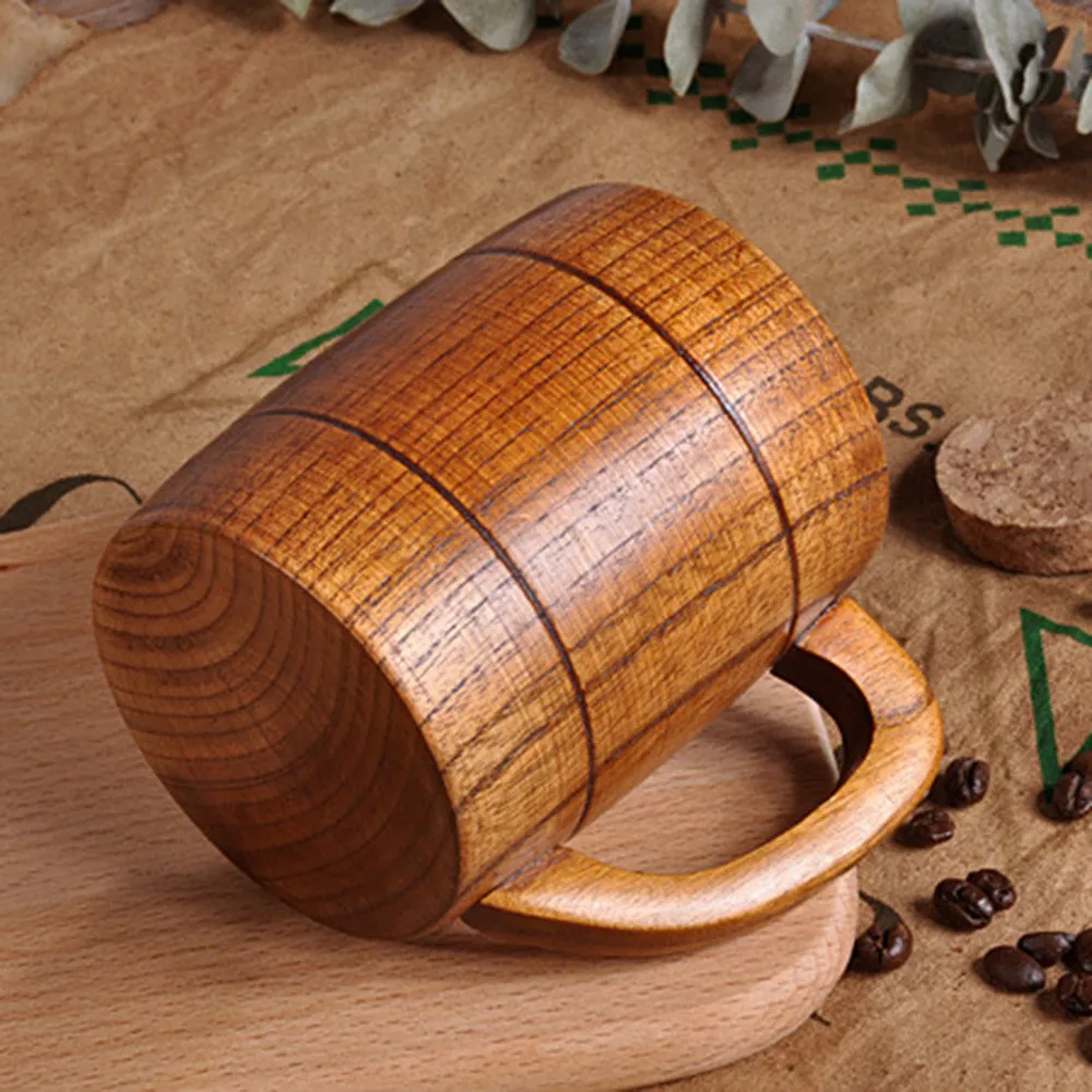 HSU Hot Sale Cup 1X Wooden Tea Cups Jujube Wood Mug Handmade Barrel Juice Beer Cup Durable Travel vasos de acero inoxidable