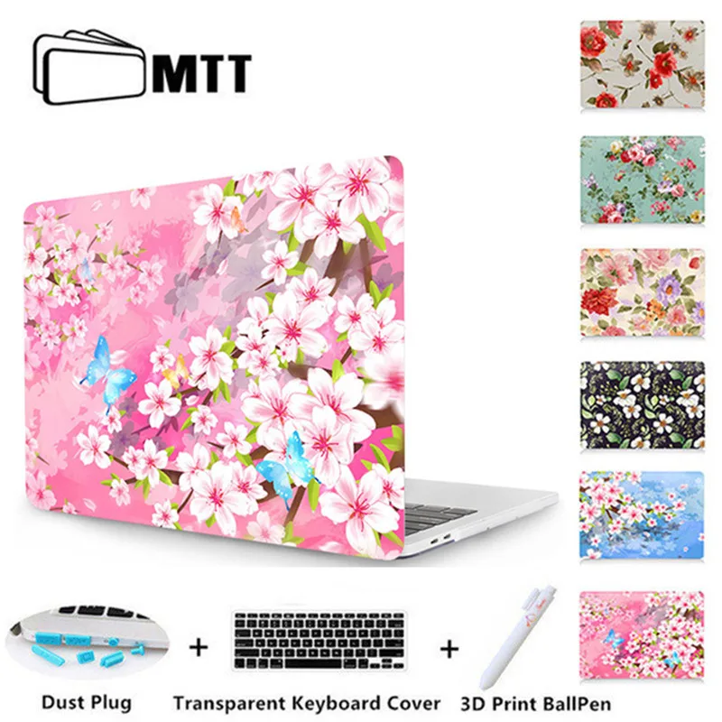 

MTT Hand-Painted Sakura Case For MacBook Air Pro Retina 11 12 13 15 Touch Bar Cover for mac book 13.3 inch Flowers Laptop Case