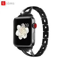 Kobwa Girls Jewellery Watch Band Strap for Apple Watch 38mm/42mm diamond Stainless Metal Strap for iwatch collection Three 2 1 Bracelet