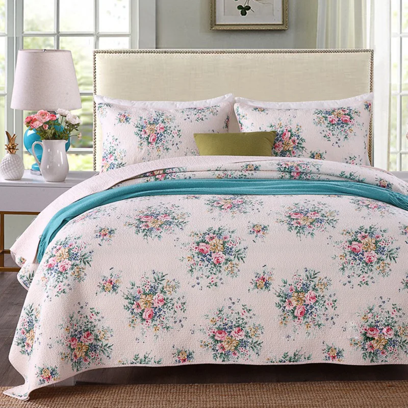 

CHAUSUB Cotton Bedspread Quilt Set 3pcs Coverlets Quality Quilted Quilts Printed Bedding Bed Cover Pillowcase King Queen Size