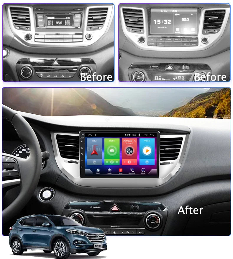 Best Full Touch Car Android 8.1 Radio Player For HYUNDAI Tucson IX35 2015 Vehicle GPS Navigation Video Multimedia Built In Bluetooth 1
