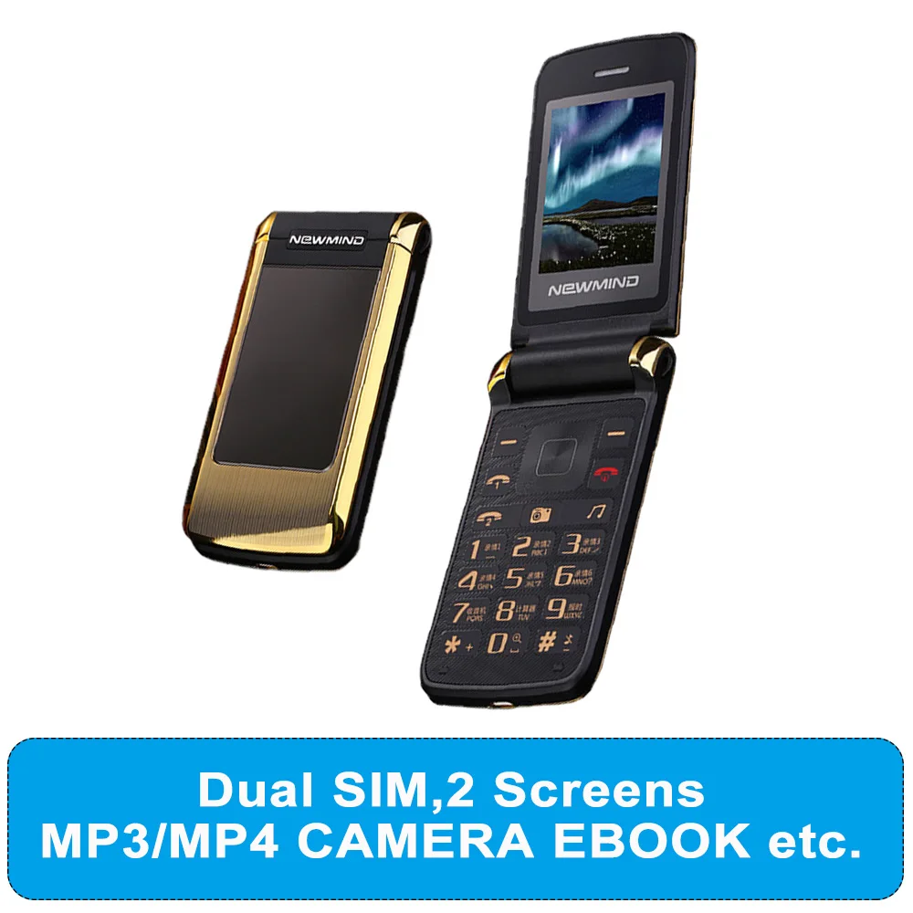 phone screen cell mobile vibrate dual double sim flip senior cellphone newmind phones v518 mp3