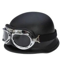 Aprobado Por el DOT Alemán de WWII Vintage Casco de Moto Capacete casco de la Motocicleta moto scooter Cascos Medio Con Gafas