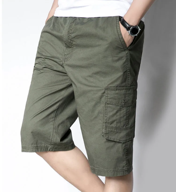 MFERLIER Летние повседневные шорты мужские до колена эластичное талии мужские шорты 4 цвета размер XL-5XL