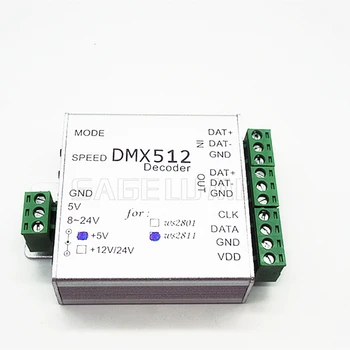 

best price 1 pcs DC5V ws2812b ws2811ic DMX512 LED RGB Controller dmx512 RGB decoder controller for led strip light led lamp