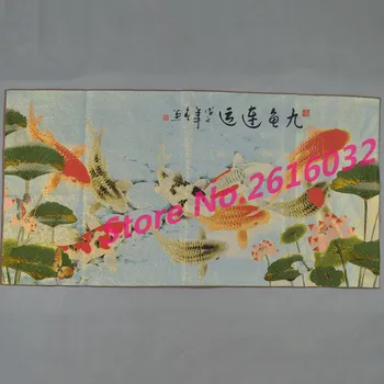 

Antique embroidery painting landscape painting painting animal auspicious carp figure living room decoration #7777