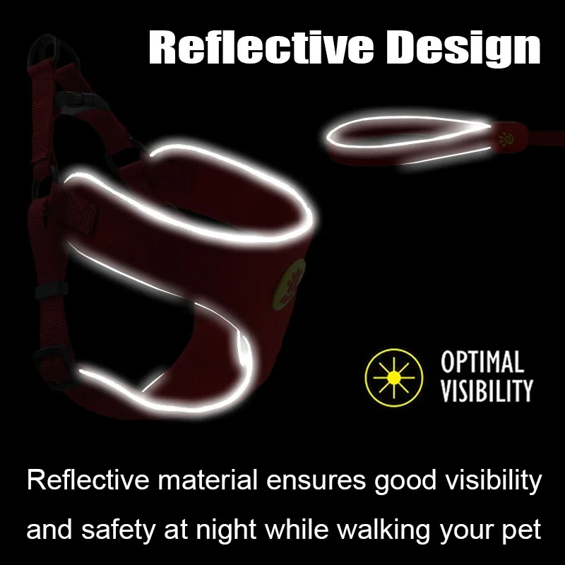 Breathable Mesh Dog Harness Leash Set Reflective Soft Dog Cat Pet Harness Leash Set Nylon Pet Harness For Small Medium Dogs  (1)