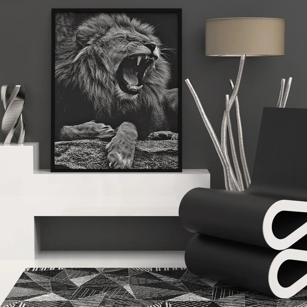 Черный и белый стены книги по искусству Холст плакат домашний декор Тигр Слон Орел собака животных картины принт