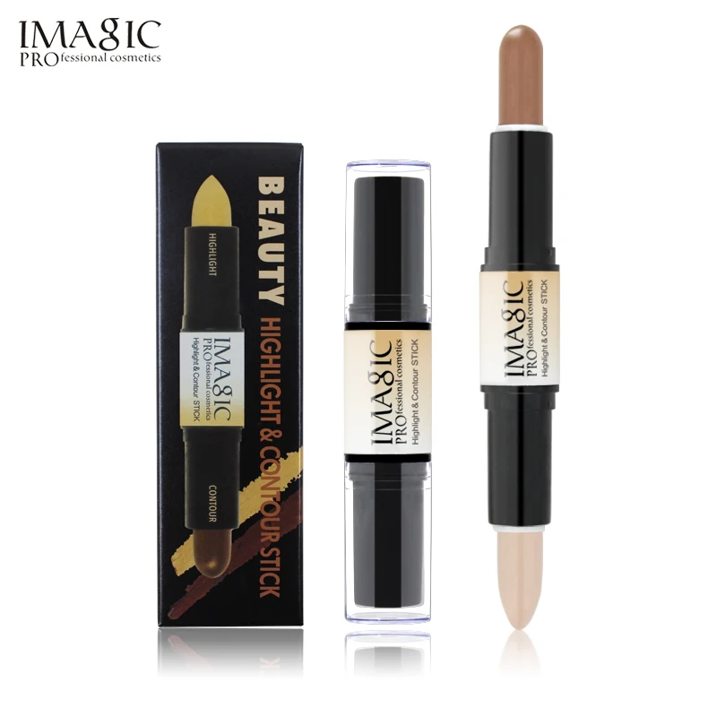 

IMAGIC Bronzer & Highlighter Stick 3D Face Makeup Concealer Full Cover Blemish Makeup Creamy Double-ended 2 in1 Contour Stick