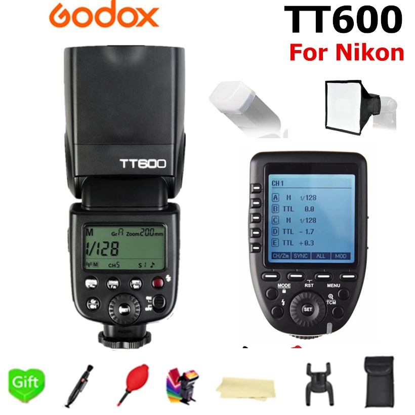 Godox TT600 GN60 2,4G Беспроводная ttl HSS Вспышка Speedlite+ X1T-N Xpro-N триггер для камеры Nikon D3200 D3300 D5300 D7200 D750 D90 - Цвет: Red