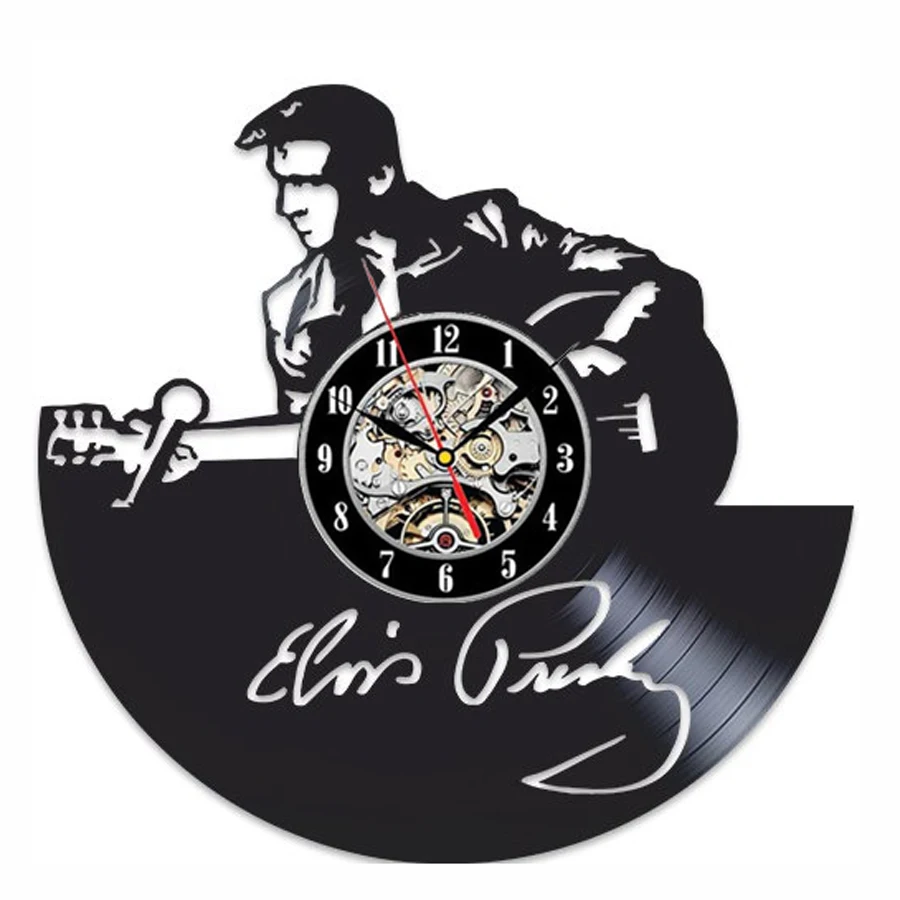 New Horloge Murale Saat Elvis Presley Wall Clock Design For Vinyl Record The King Of Rock Clocks Watch Home Decor 12 Inch